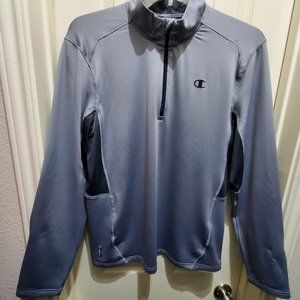 Champion Gray Quarter Zip Long Sleeve Lightweight Pullover Shirt Jacket, Medium